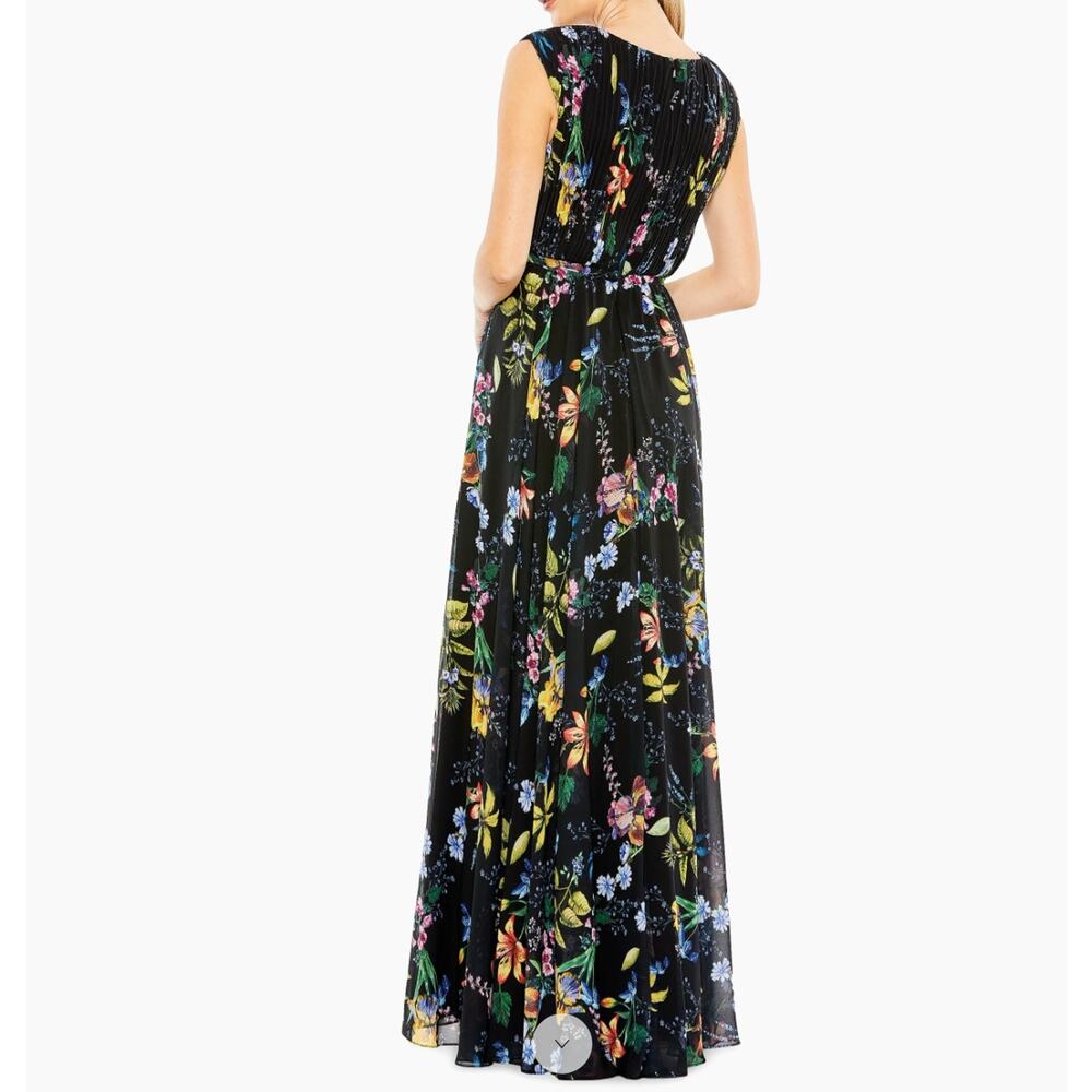 IEENA for MAC DUGGAL NWT Pleated Floral A-Line Black Gown, Size 10 - Picture 4 of 14